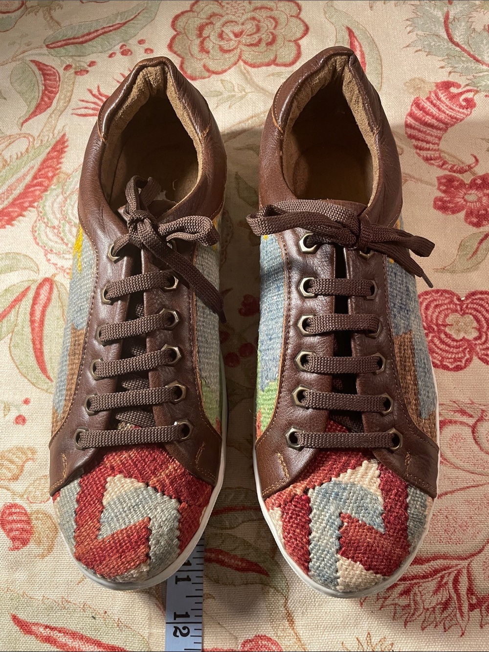 Kilim OOAK Handwoven Turkish Leather Trim Sneakers